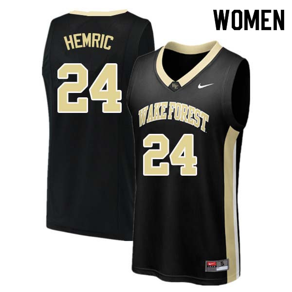 Women #24 Dickie Hemric Wake Forest Demon Deacons College Basketball Jerseys Sale-Black